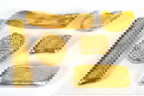 6 pcs Chinese ingots: 6 pcs Chinese ingots, condition selling it as is. Not graded or authenticated. All sales are final.