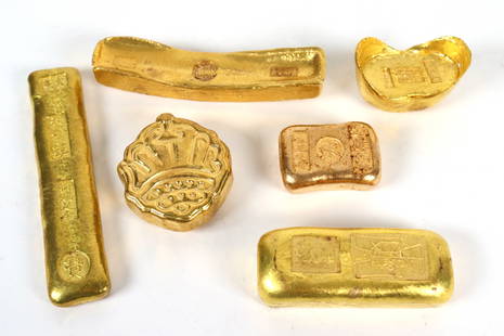 6 pcs Chinese ingots: 6 pcs Chinese ingots, condition selling it as is. Not graded or authenticated. All sales are final.