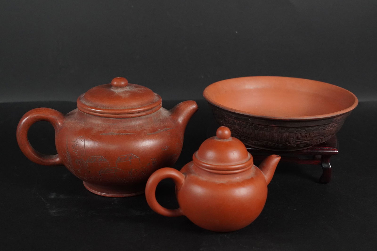 3 Chinese clay tea items (1 of 7)