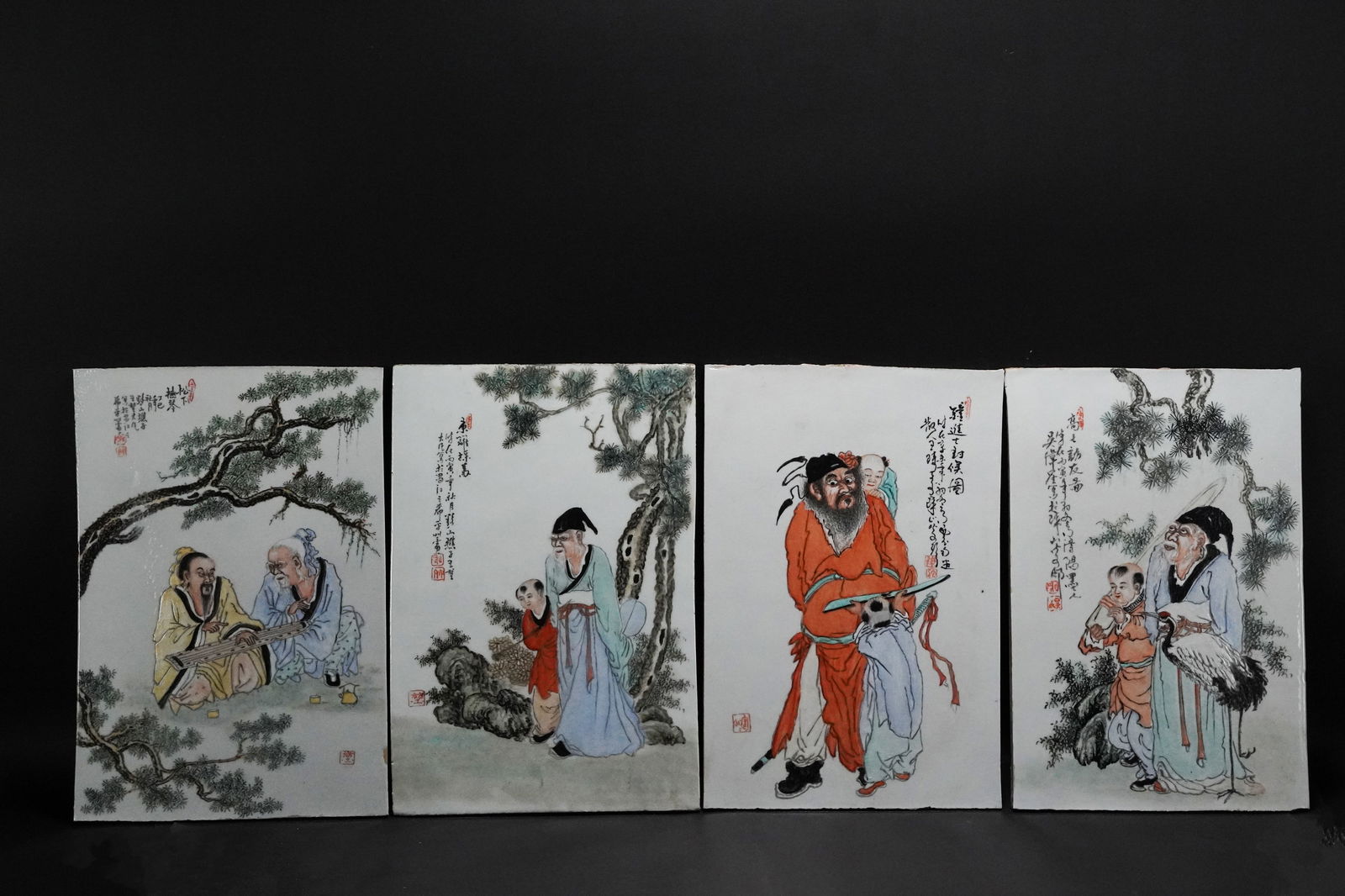4 Chinese porcelain plaques (1 of 8)