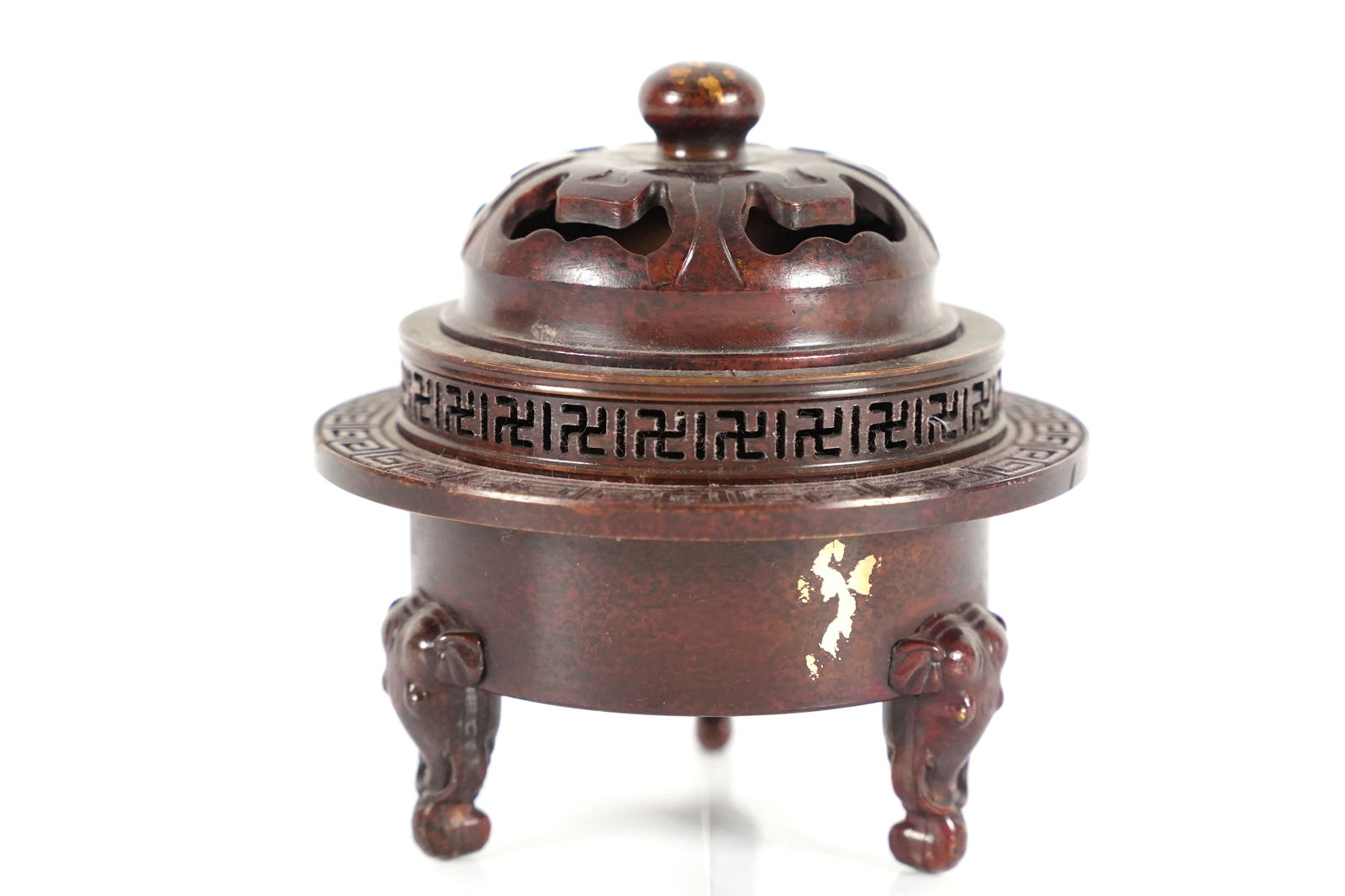 Chinese lidded bronze censer (1 of 6)