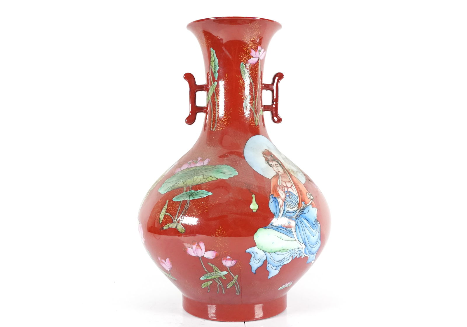 Chinese tall red vase (1 of 6)