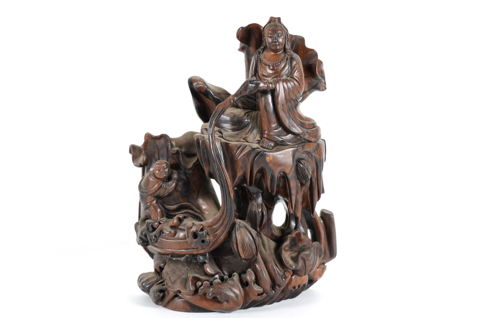 Chinese fine wooden carved statue (1 of 6)