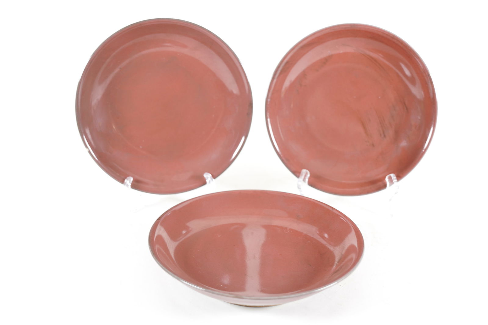 3 Chinese fine red plates (1 of 5)