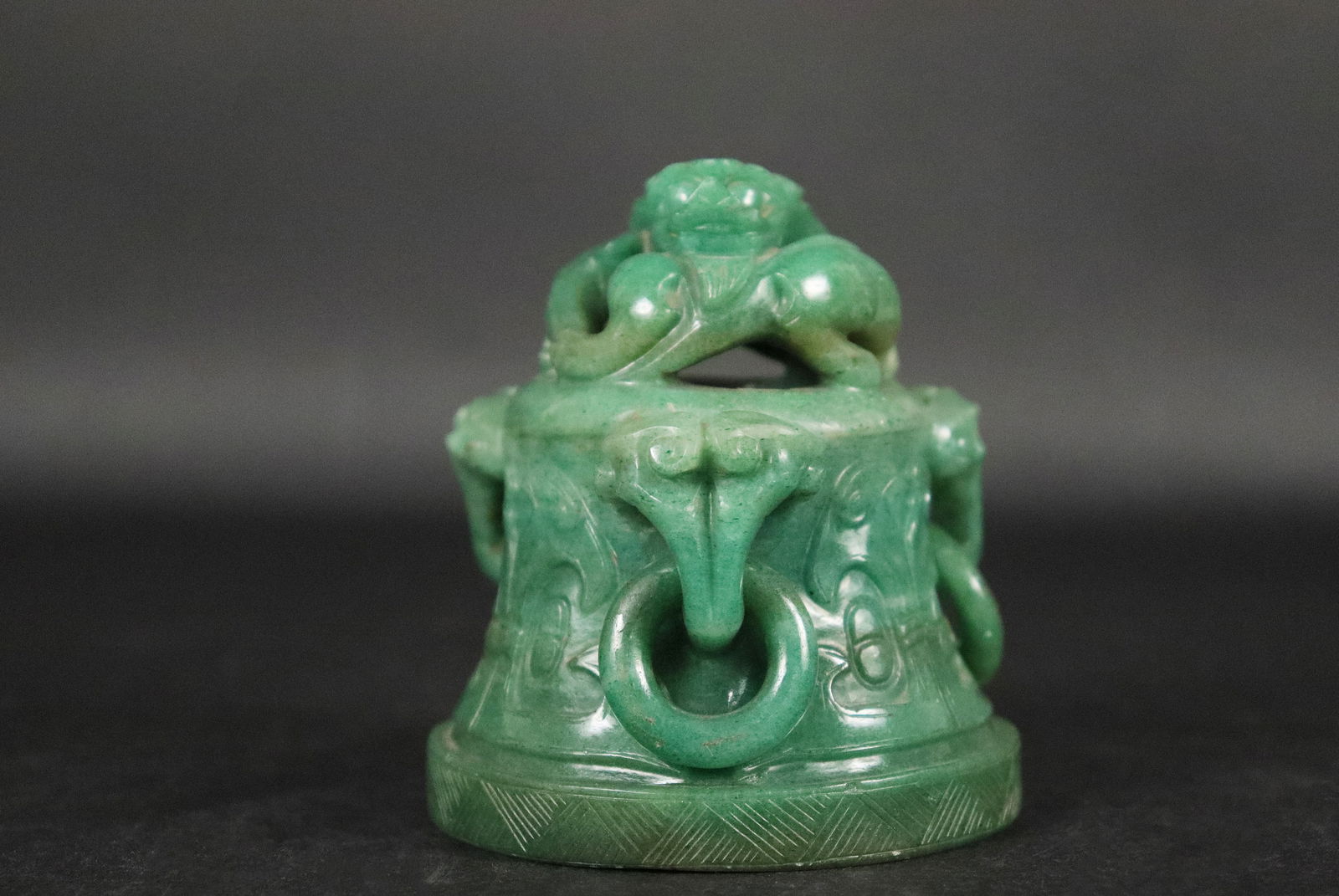 Chinese jadeite censer top: Chinese jadeite censer top. H: 4" x W: 3."