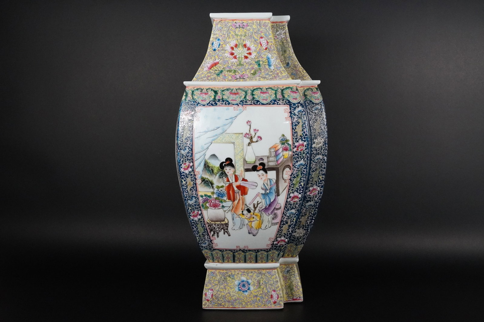 Chinese fine fancy vase: Chinese fine fancy vase. H: 20.75" x W: 10."