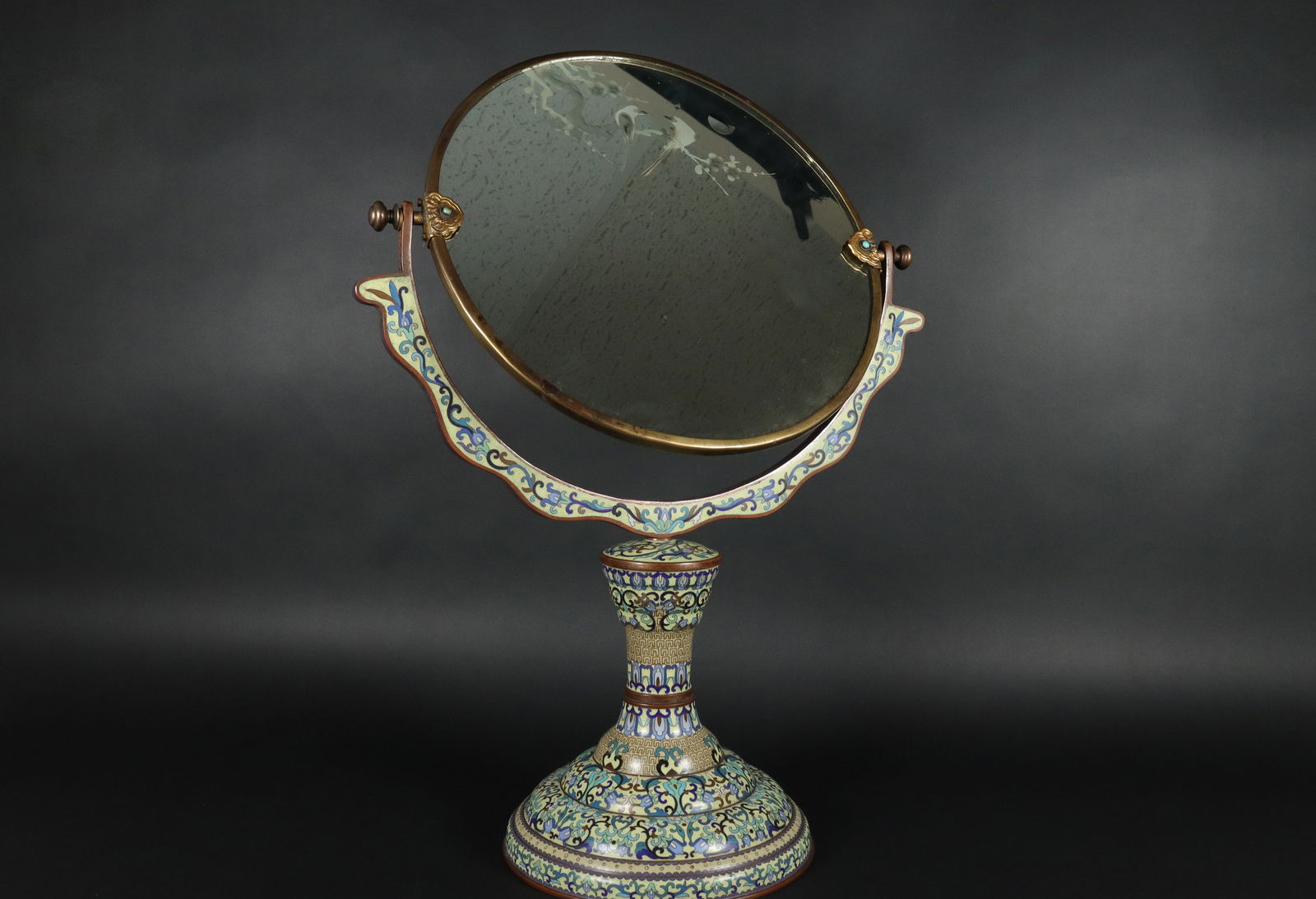 Chinese cloisonne mirror (1 of 7)