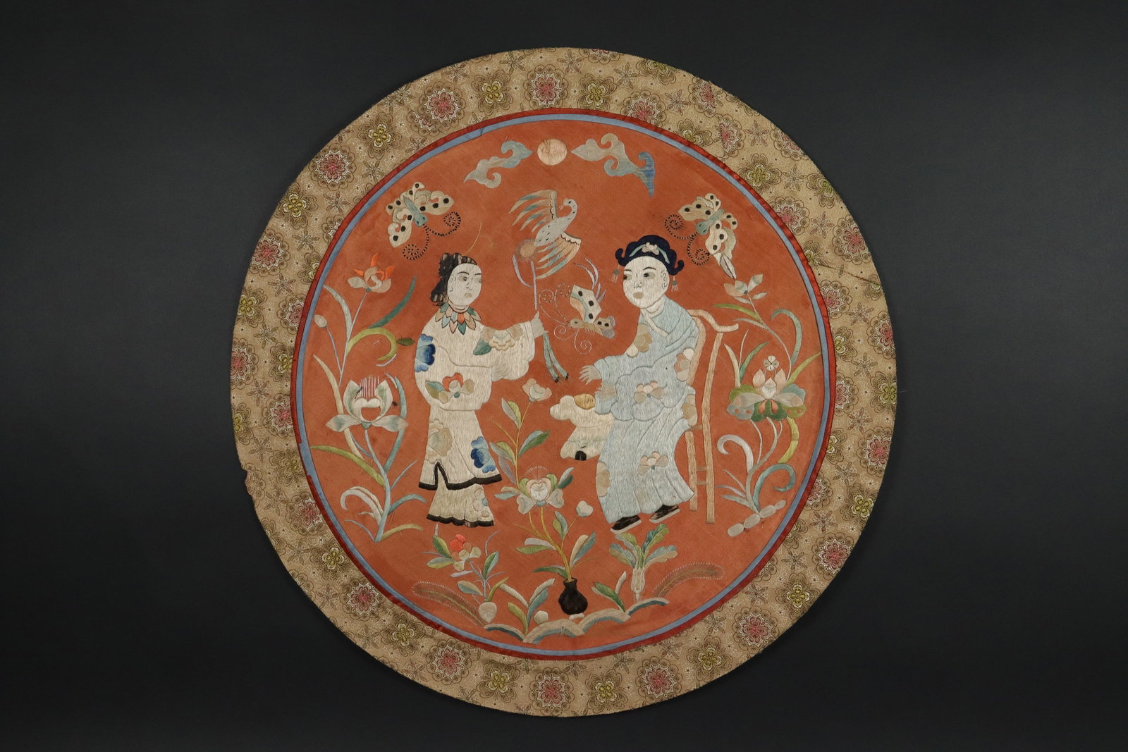 Chinese embroidery: Chinese fine embroidery. D: 16.125. Coler collection, estate of Beverly Hills. D: 16.1.