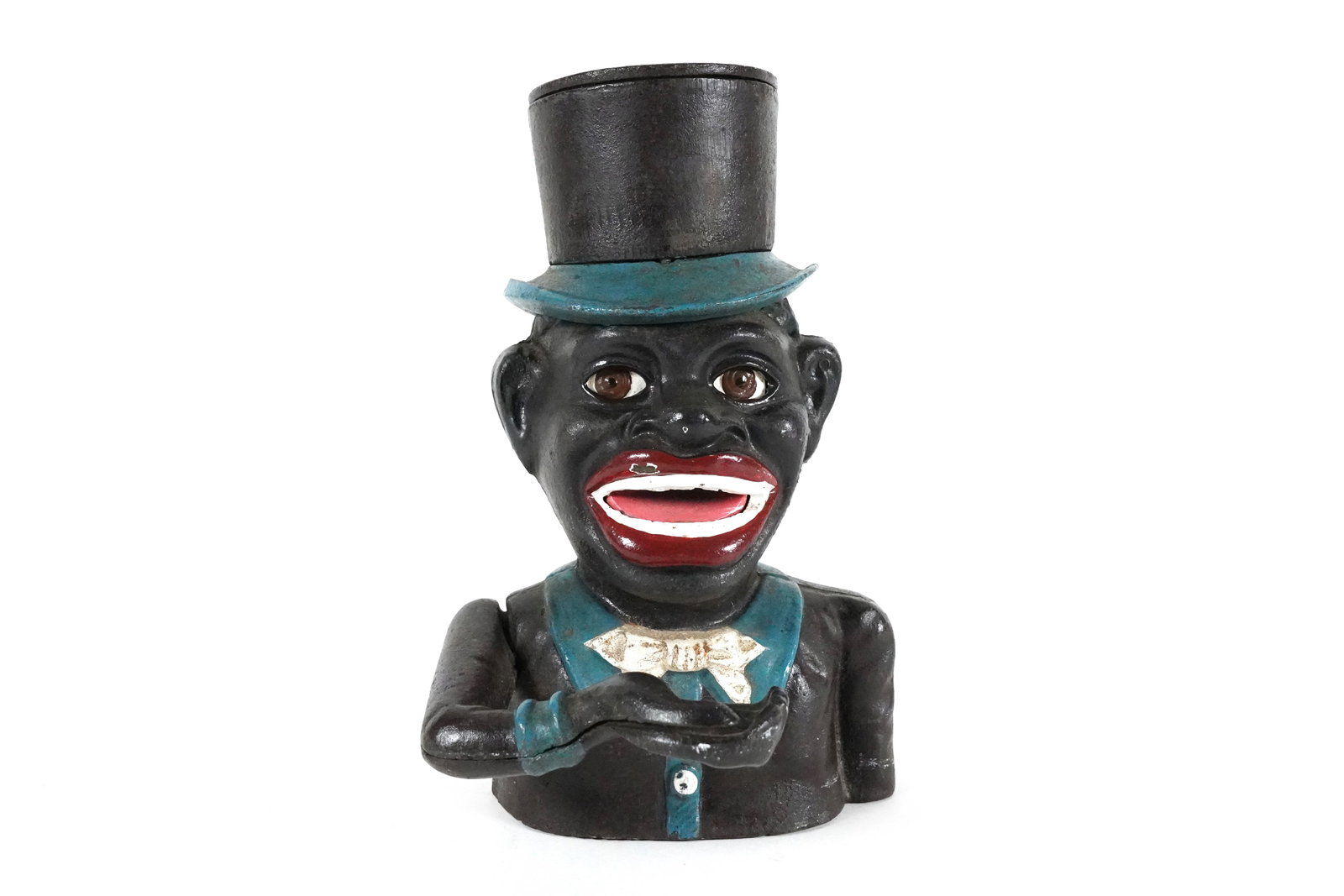 Jolly cast iron bank: Jolly cast iron bank. Heavy in weight.