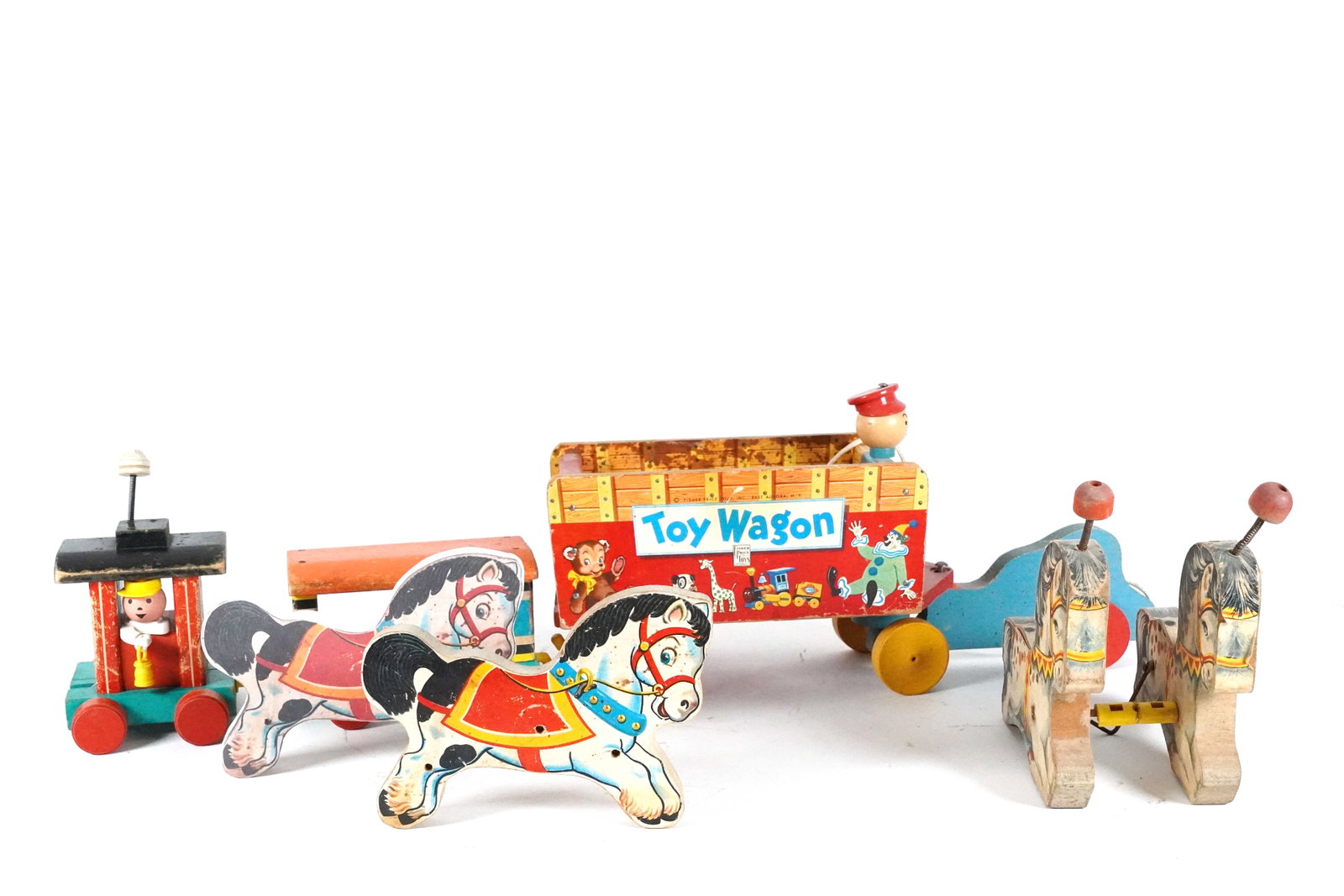 Lots circus toy: Lots vintage circus toy. Largest H: 8" x W: 15.5."