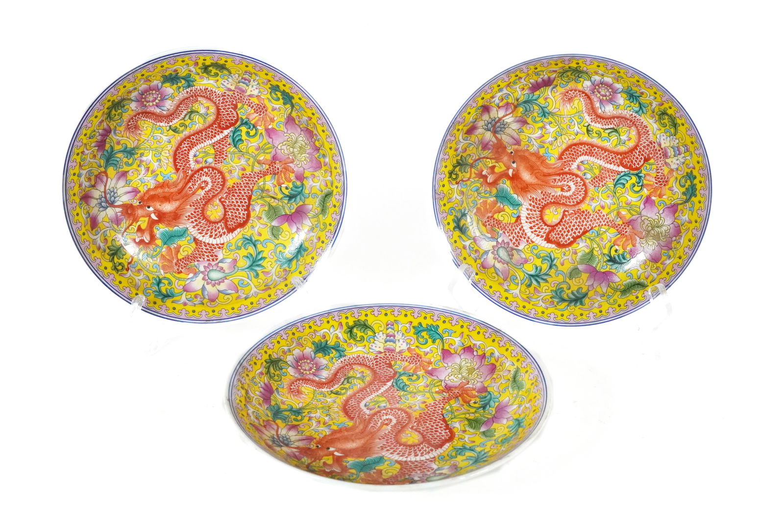 3 Chinese yellow plates (1 of 6)
