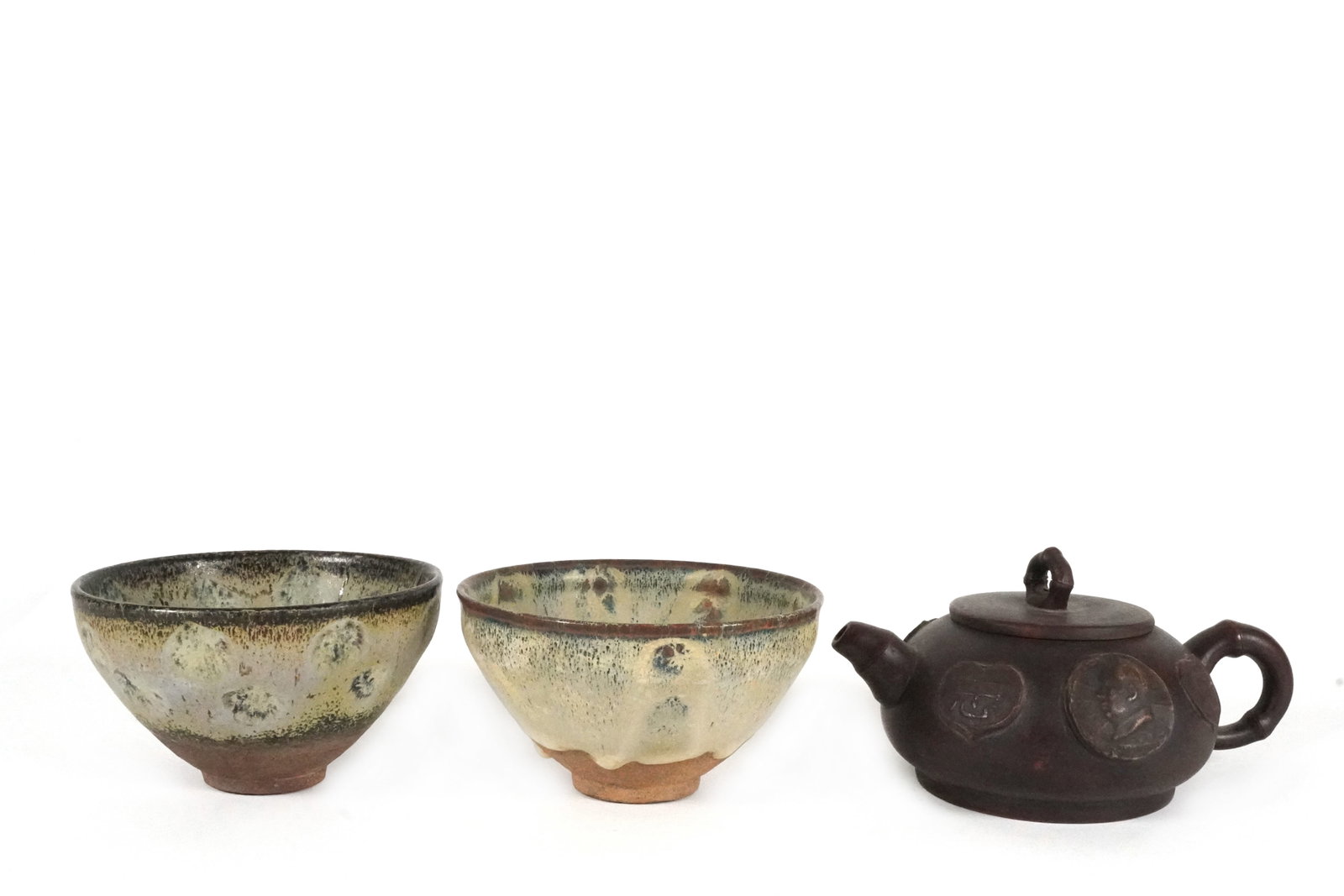 Lots Chinese tea items: Lots Chinese tea items. Largest H: 3.5" x W: 7.1."