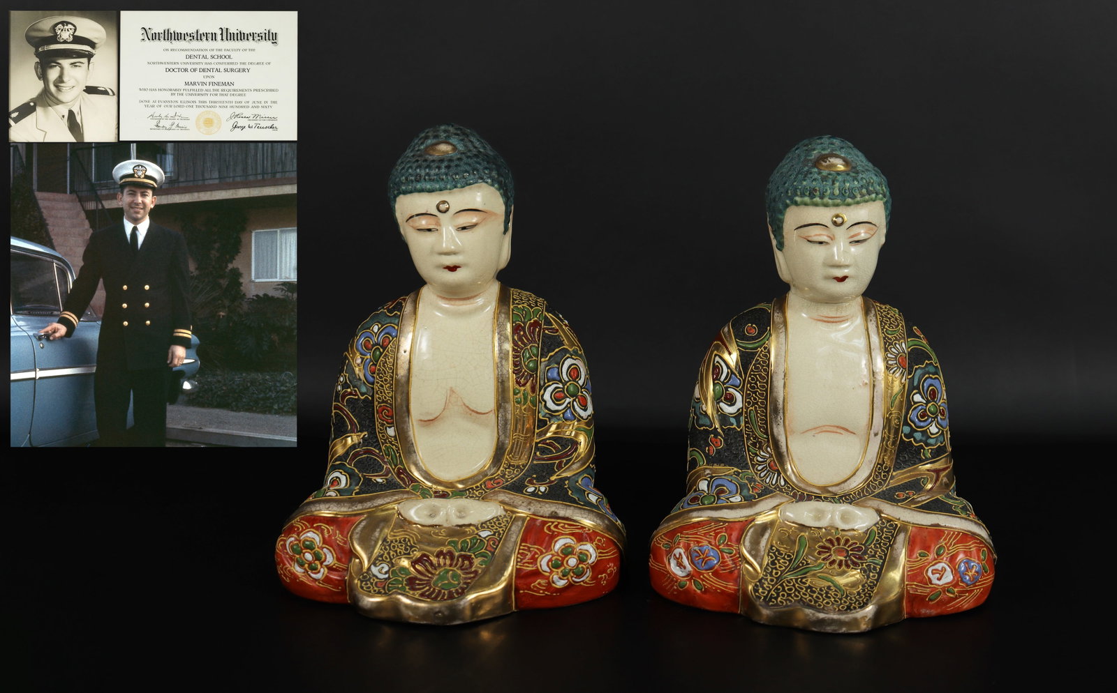 2 Japanese fine buddha: 2 Japanese fine buddha. Largest H: 8" x W: 6."