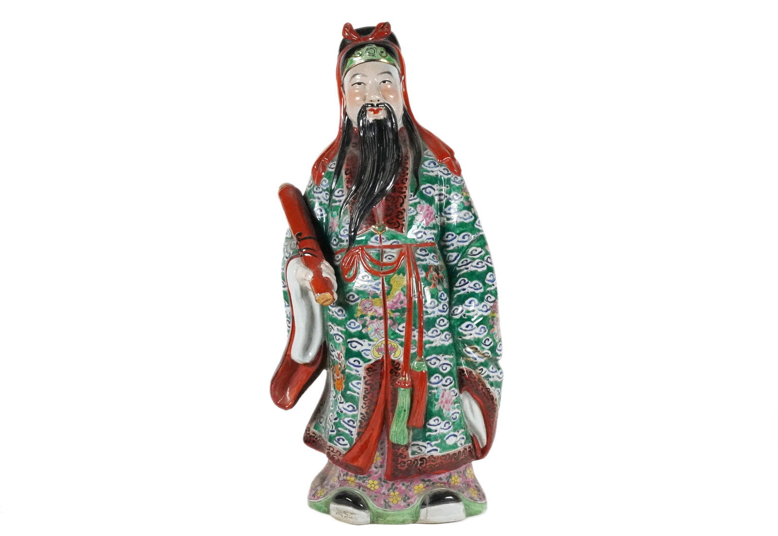 Chinese fine deity: Chinese fine deity statue. H: 21" x W: 9.5."