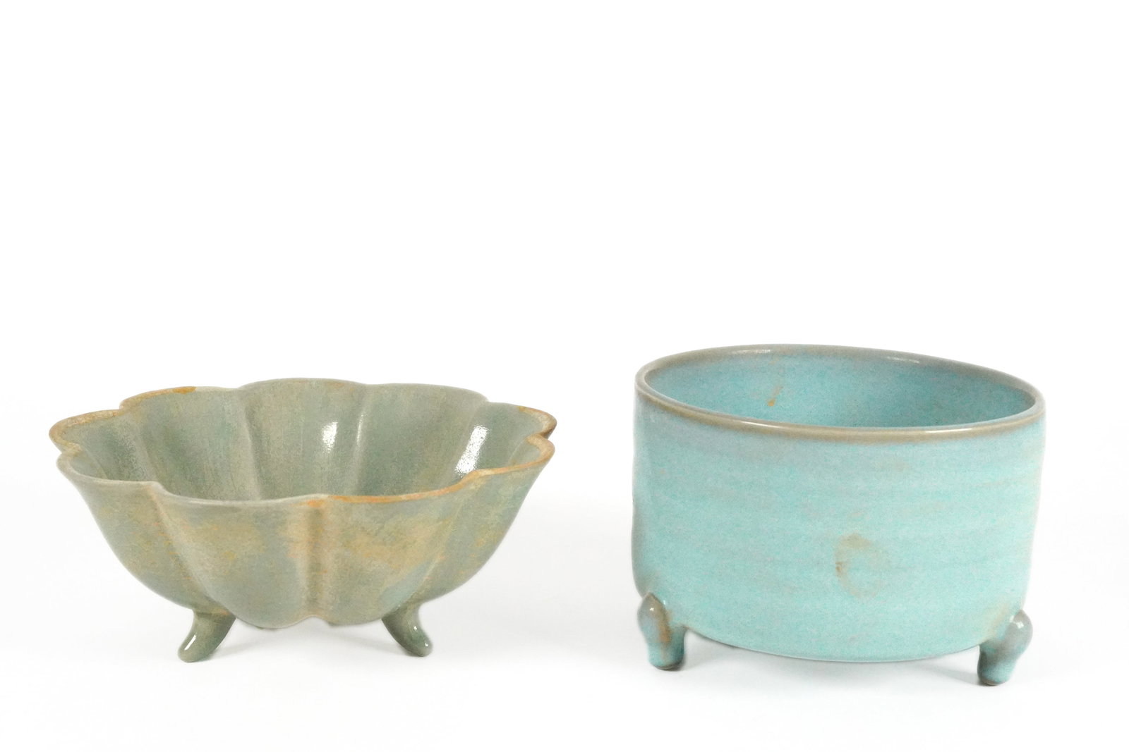 2 Chinese celadon porcelains: 2 Chinese fine celadon porcelains. Largest H: 3.5" x W: 5.1."