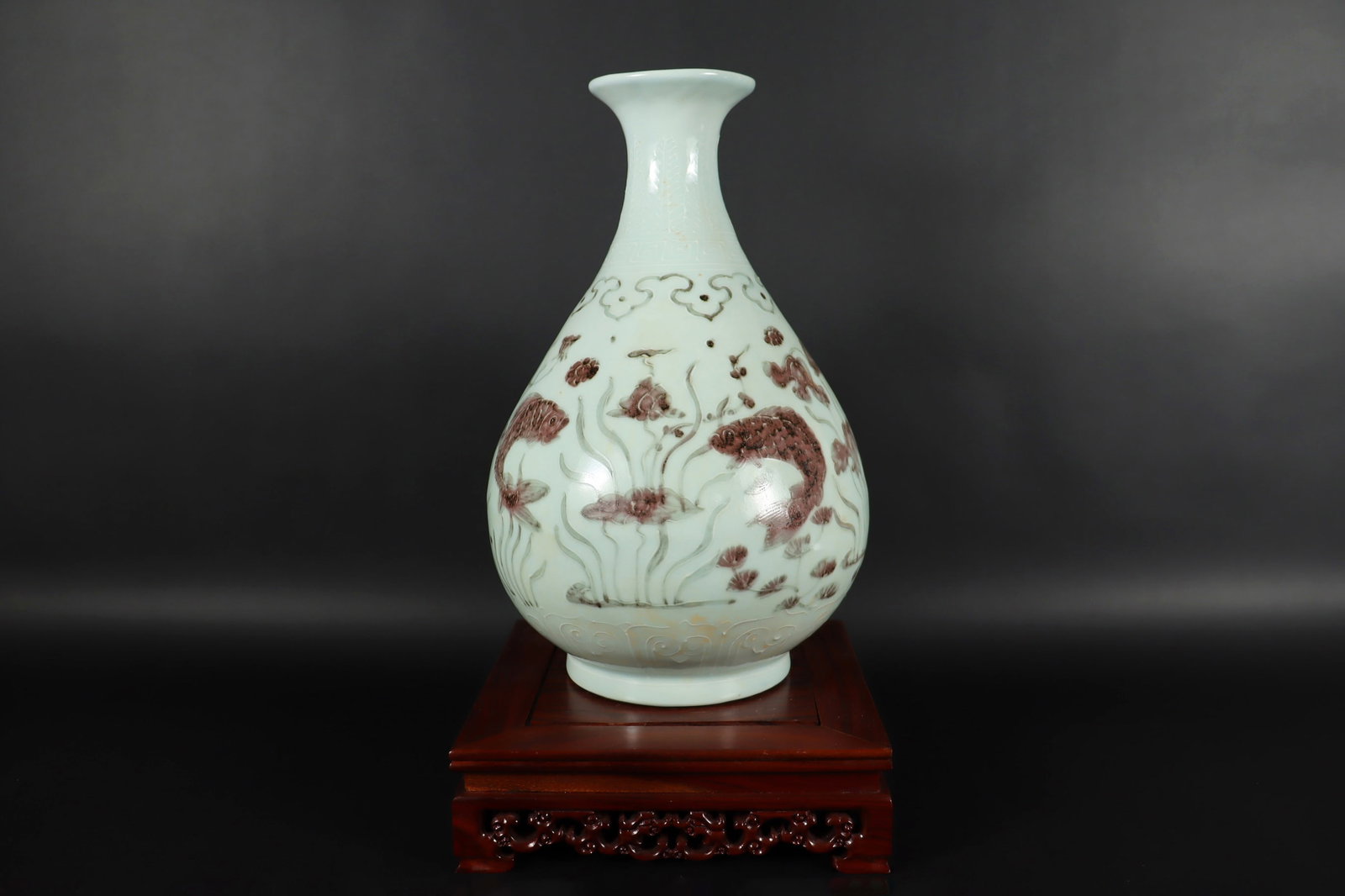 Chinese fine copper red vase: Chinese fine copper red vase. H: 12.25" x W: 8."