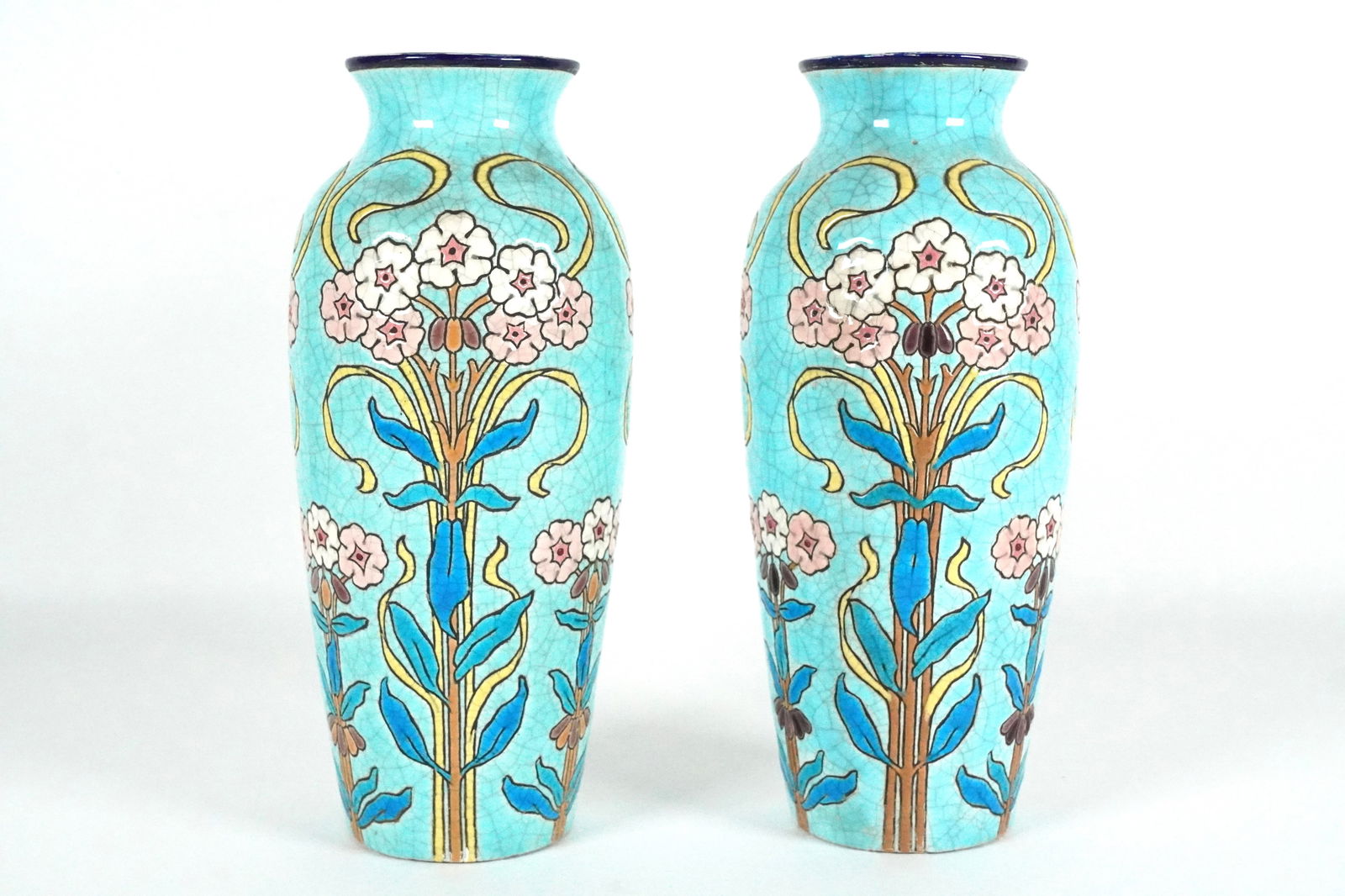 Pair vintage Longwy vase (1 of 6)