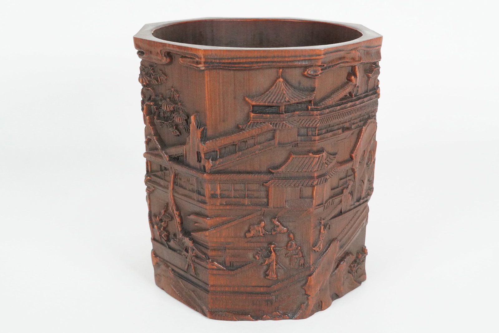Chinese carved brush pot (1 of 7)
