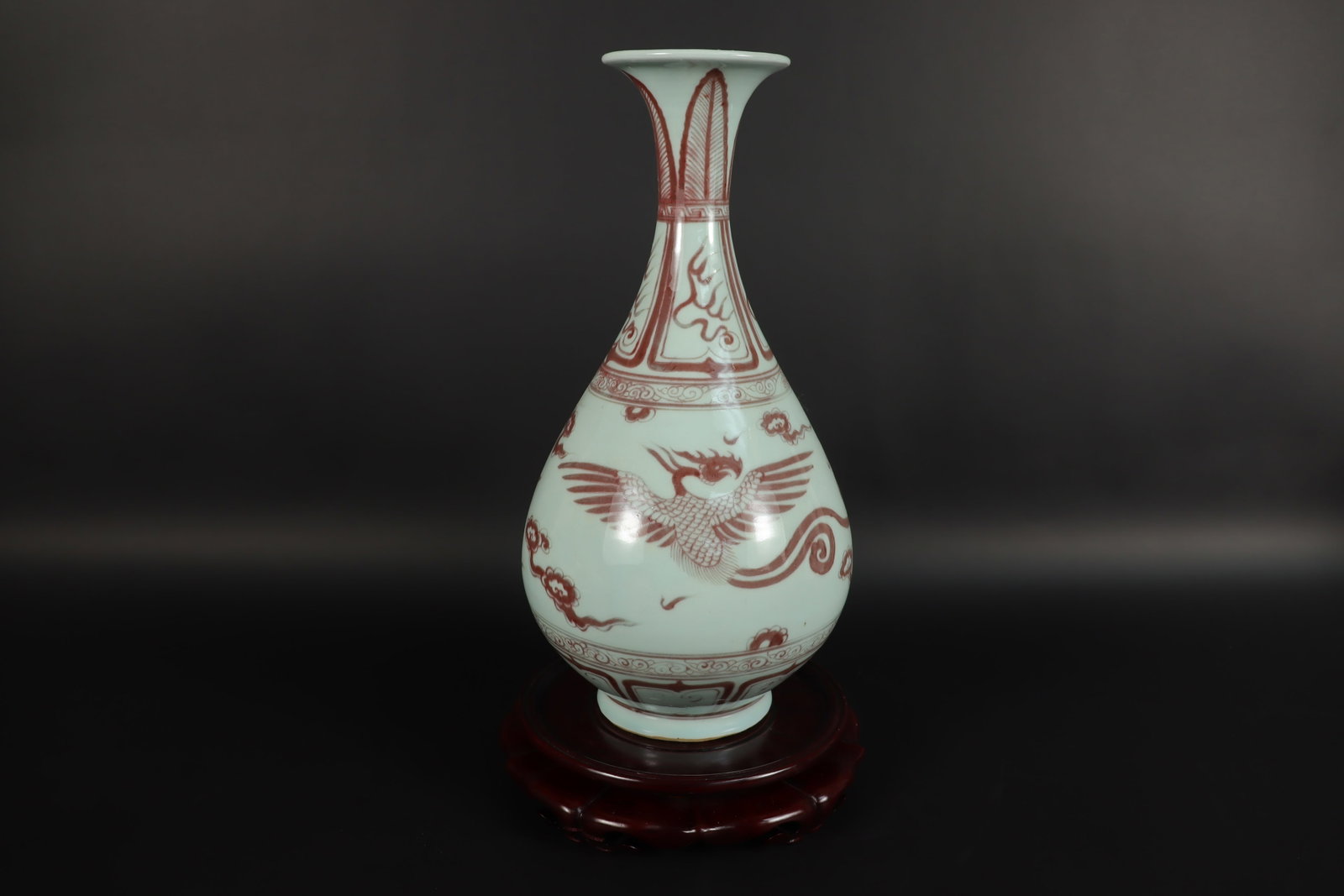 Chinese copper red vase: Chinese copper red vase. H: 12" x W: 6."