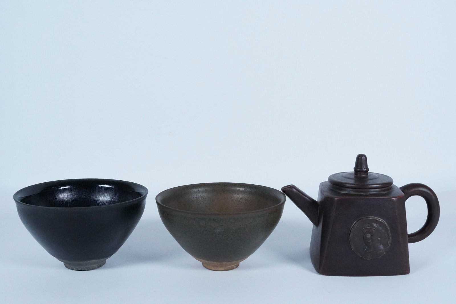 Lots Chinese tea items: Lots Chinese tea items. Largest H: 4" x W: 6.5."