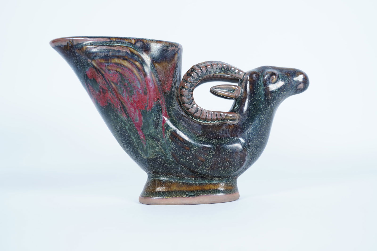 Chinese fine pottery cup: Chinese fine pottery cup. H: 6.5" x W: 10."