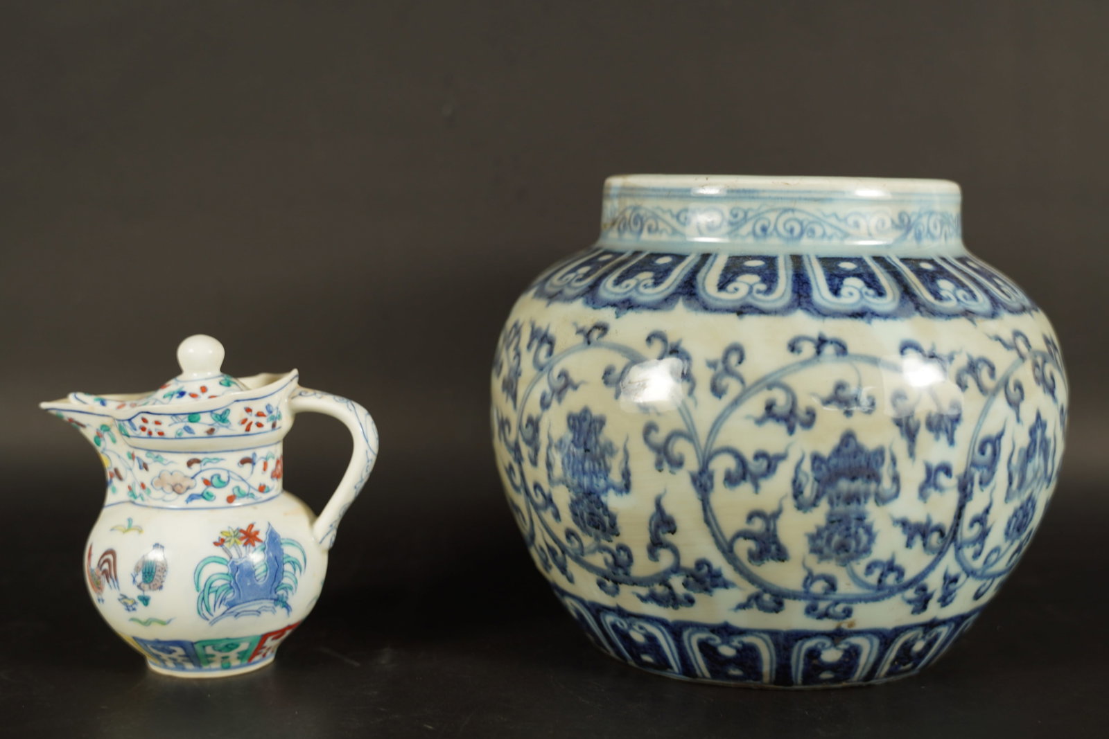 Lots Chinese porcelains: Lots Chinese fine porcelains. Largest H: 7" x W: 8.5."