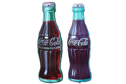 2 vintage Coke bottle sign