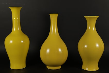 3 Chinese yellow vase