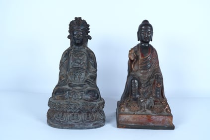 2 Chinese bronze deities