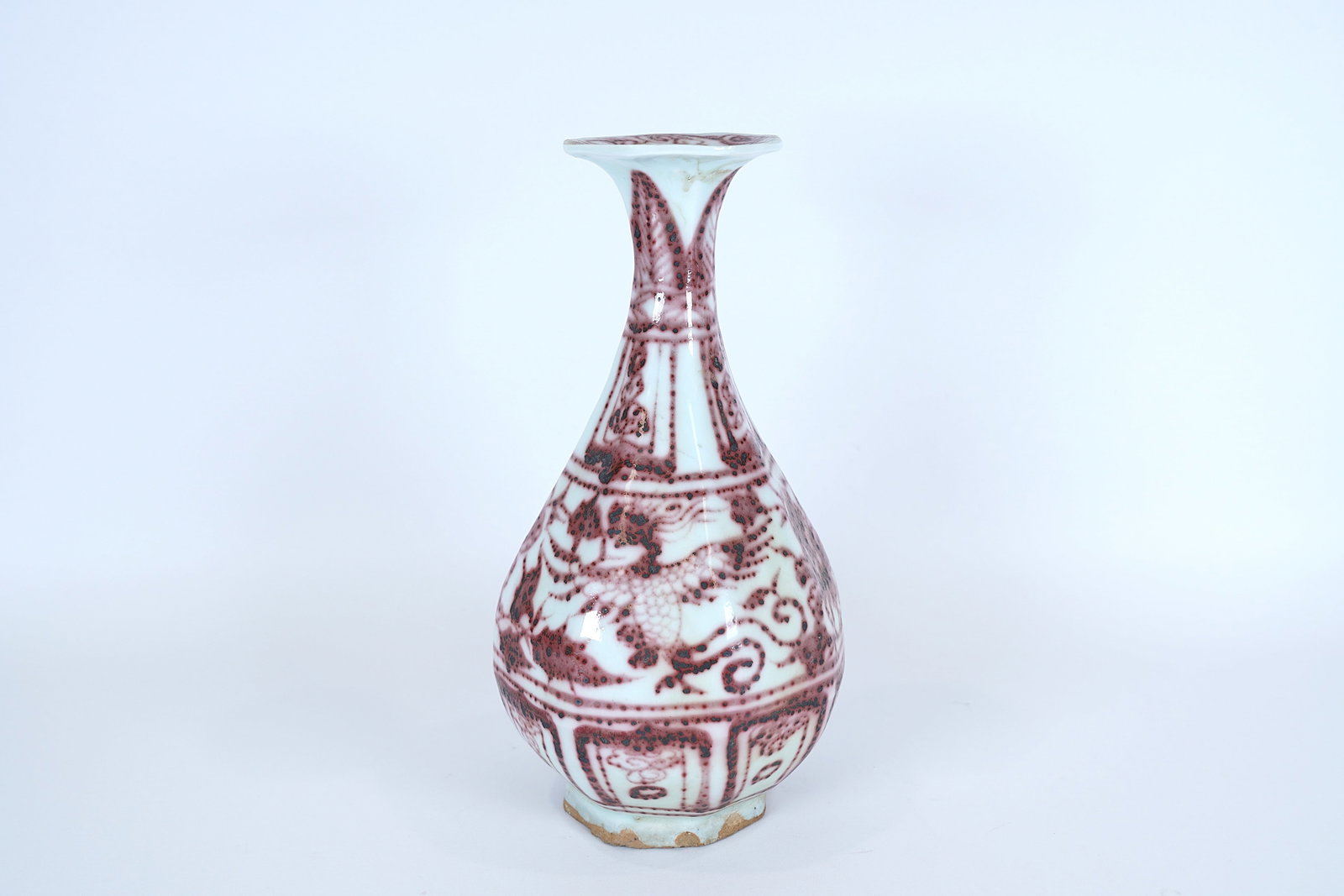 Chinese copper red vase: Chinese copper red vase. H: 9" x W: 6.5."