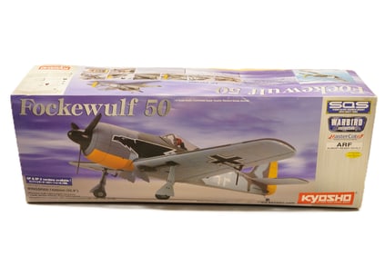 A large RC airplane in original box. Fockewulf 50, condition selling it as is.