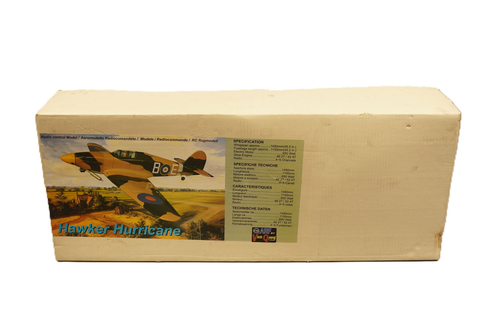 A large RC airplane, Hawker Hurricane in orignial box. Condition selling it as is. H: 39.5" x W: (1 of 7)