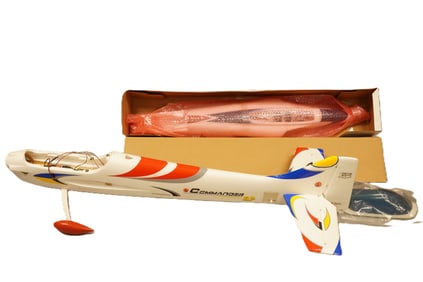 A vintage RC airplane, condition selling it as is. H: 49.5" x W: 22."