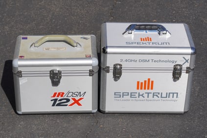 Lots RC airplane parts, condition selling it as is. Comes with heavy wooden case.