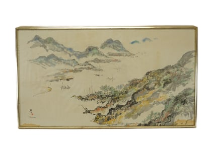 George Chann, fine painting. Major estate of of Naomi Caryl Hirshhorn. H: 22" x W: 39." Condition