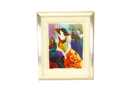 Patricia Govezensky fine painting in frame. H: 22.5" x W: 18.5."