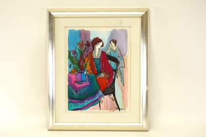 A large Patricia Govezensky framed painting, signed on the bottom. H: 22.5" x W: 18.75."