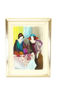 A large Patricia Govezensky framed painting, signed on the bottom. H: 29.75" x W: 23."