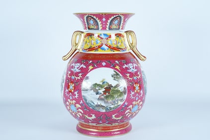 Chinese fine spinning vase. H: 10.5" x W: 7.5."