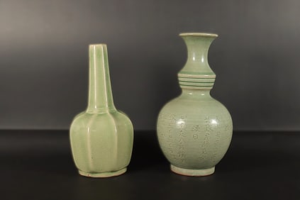 Lots Chinese fine green vase. Largest H: 9" x W: 4.5."