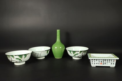 Lots Chinese fine porcelains, largest H: 8" x W: 3.5."