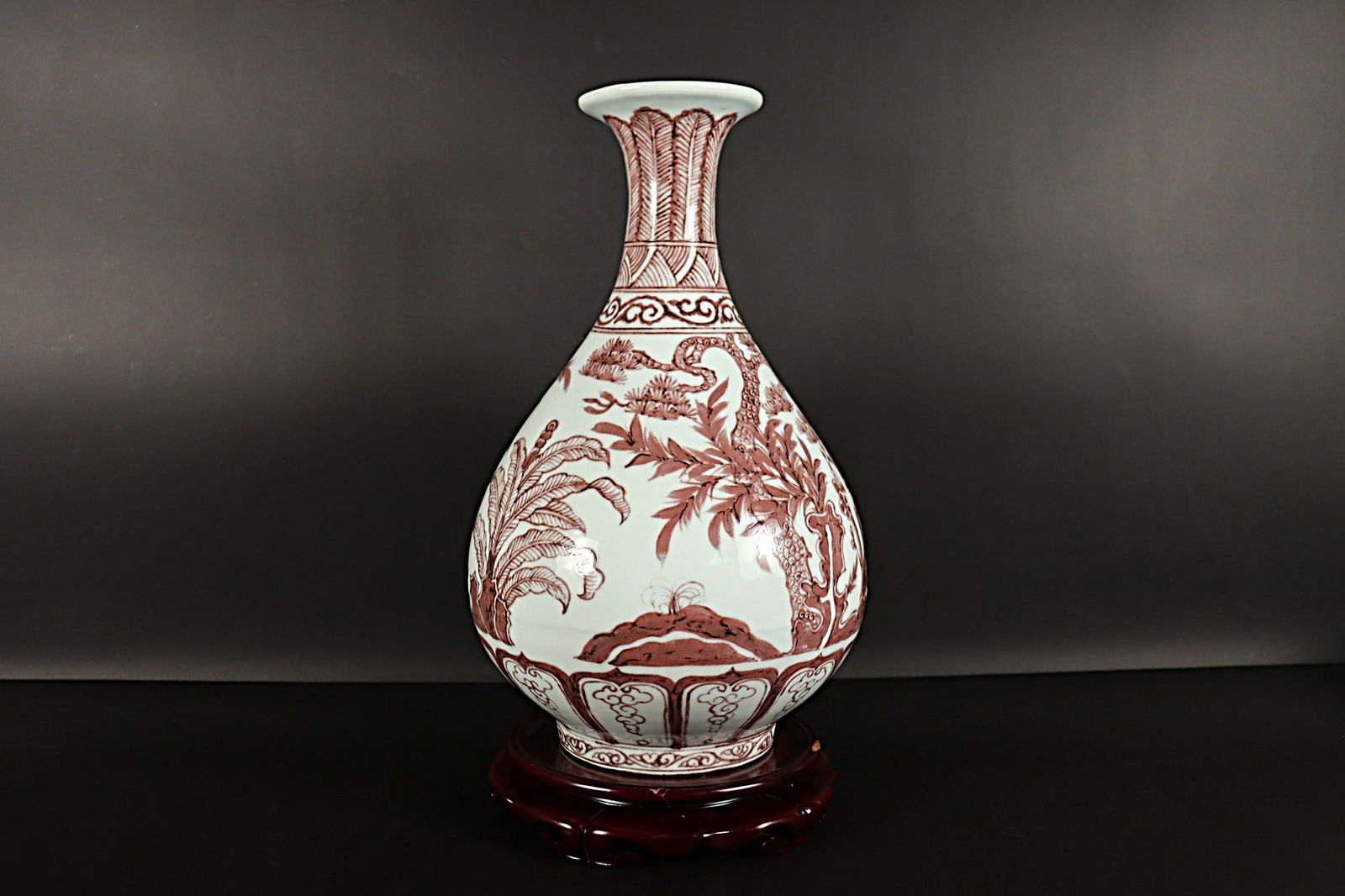 Chinese fine copper red vase. H: 13" x W: 8." (1 of 7)
