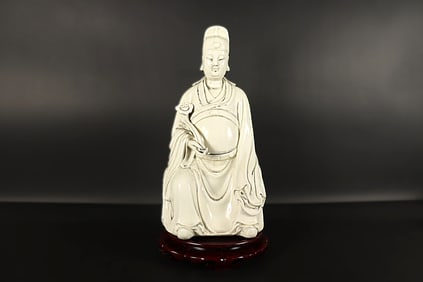 Chinese fine deity figure. From an estate. H: 12.25" x W: 6.25."