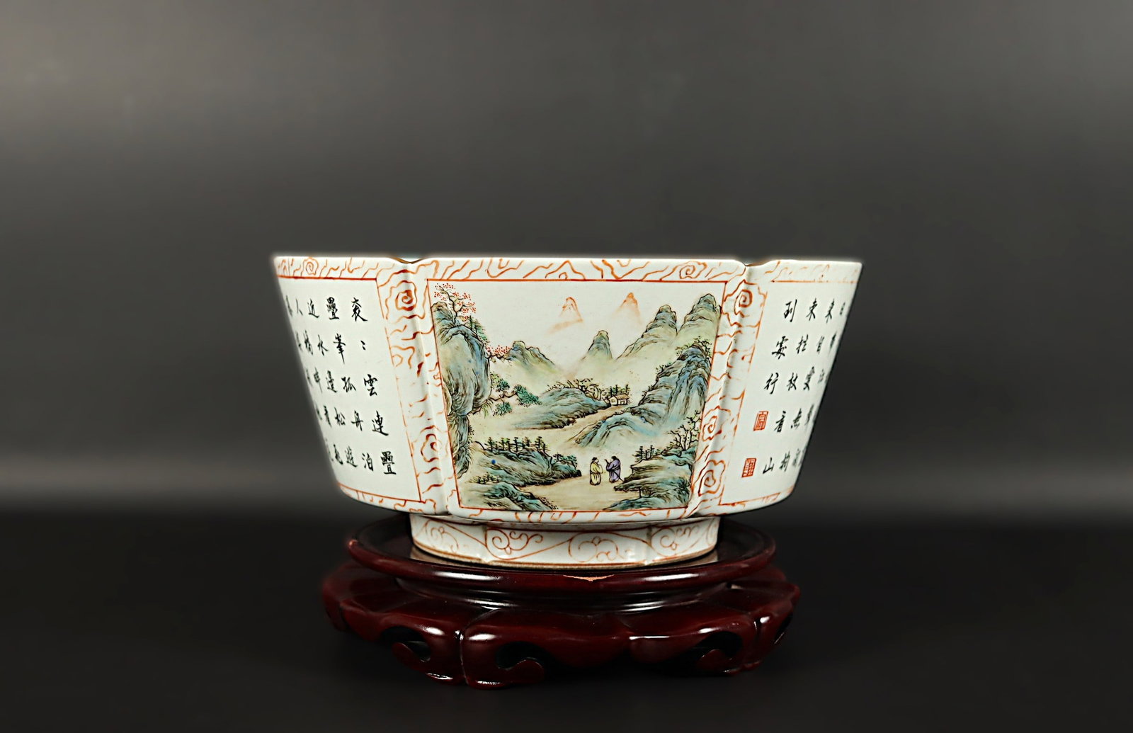Chinese fine large bowl. H: 4.25" x W: 8.75." (1 of 7)