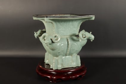 Chinese fine crackled vase. From an estate. H: 6.5" x W: 6.4."