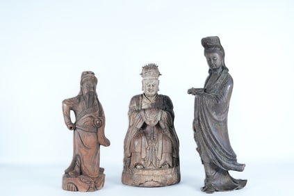 Lots Chinese fine carved statues, condition selling it as is. Came from an estate. Largest H: 14.5"