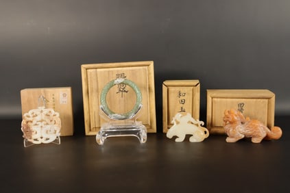 Lots Chinese carvings. Largest H: 5.5" x W: 2."