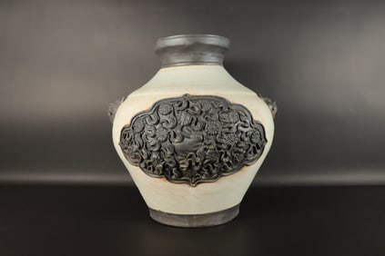 Chinese fine white jar. H: 14.5" x W: 13."