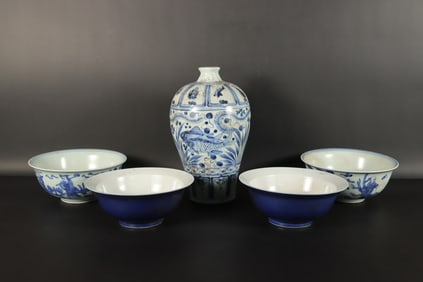 Lots Chinese fine porcelains. Largest H: 9" x W: 5.5."