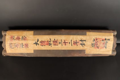 Lots Chinese scrolls heavy and wrapped in leather.